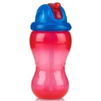 Поильник-непроливайка Nuby с мягкой силиконовой трубочкой 355 мл, красный с синим (9801-3)