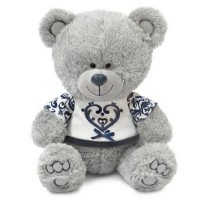 Мягкая игрушка Lava Медвежонок Ники в футболке с синим орнаментом 21,5 см (LA8786J)