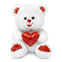 Мягкая игрушка Lava Медведь белый блестящий с сердцем 20 см (LF1060)