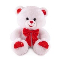 Мягкая игрушка Lava Медведь белый с красным бантом 20 см (LF544C)