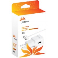 Зарядное устройство Florence USB, 1A + cable iPhone 4/4S (TC10-IPH4)