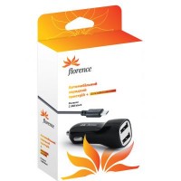 Зарядное устройство Florence 2*USB, 2.1A + cable micro USB (CC21-MU)