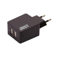 Сетевое зарядное устройство JUST Core Dual USB Wall Charger (3.4A/17W, 2*USB) (WCHRGR-CR-BLCK)