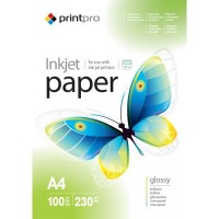 Бумага PrintPro глянцевая, A4, 230 г/м, 100 шт (PGE230100A4)