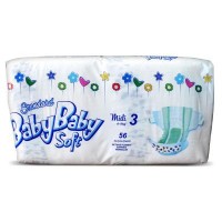 Подгузник BabyBaby Soft Standard Midi 3 (4-9 кг) 56 шт (8588004865631)