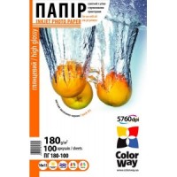 Бумага ColorWay глянцевая, 180 г/м2, A6 (10x15), 100 л (PG1801004R)
