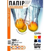 Бумага ColorWay глянцевая, 180 г/м2, A4, 20 л (PG180020A4)