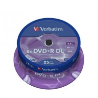 Диск DVD+R 25 Verbatim, 8.5GB, 8x, Cake Box (43757)