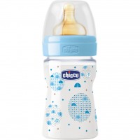 Бутылочка для кормления Chicco Well-Being 150 мл с латексной соской 0 мес+ для мальчиков (20610.20.50)