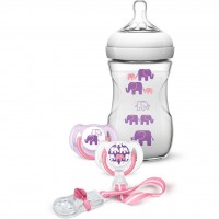 Набор для кормления новорожденных Philips AVENT Слоники для девочек (SCD628/01)