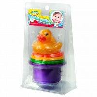Развивающая игрушка BeBeLino Пирамидка-стаканчики с брызгалкой для ванной Утенок (57110)