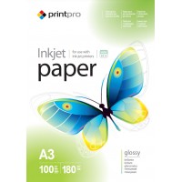 Бумага PrintPro глянцевая, A3, 180 г/м, 100 шт (PGE180100A3)