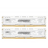 Модуль памяти 8Gb x 2 (16Gb Kit) DDR4, 2666 MHz, Crucial Ballistix Sport LT, White, 16-18-18, 1.2V, с радиатором (BLS2C8G4D26BFSCK)