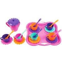 Игровой набор Тигрес Набор посуды Ромашка 22 эл с чайником и розовым подносом (39086-2)