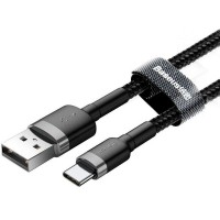 Кабель Baseus Cafule USB-USB-C, 1м Grey/Black (CATKLF-BG1)