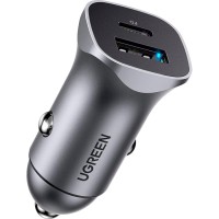 Зарядное устройство Ugreen CD130 20W USB + Type-C PD Car Charger (Gray) (30780)