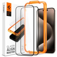 Стекло защитное Spigen Apple iPhone 15 Plus Glas.tR AlignMaster FC Black (2P) (AGL06886)