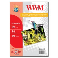 Фотобумага WWM, глянцевая, 200 г/м2, A4, 100л (G200.100)