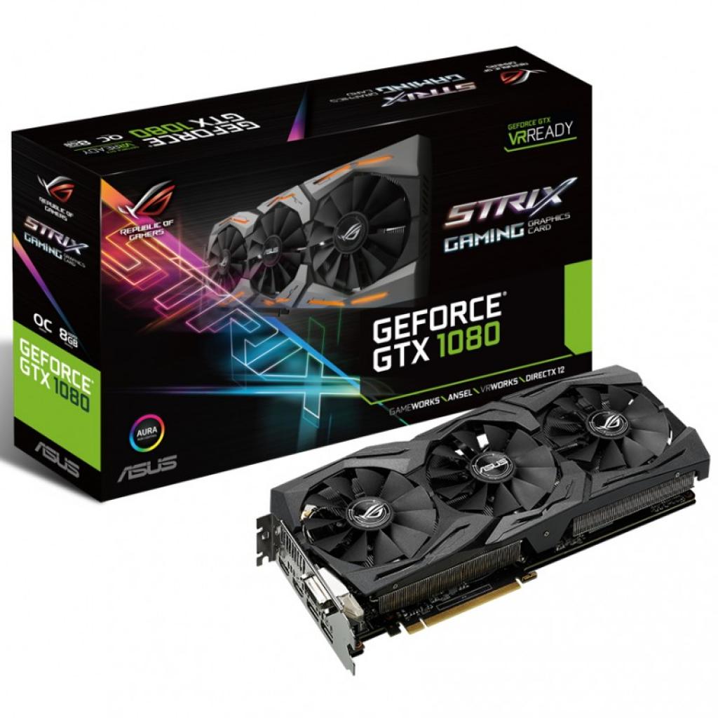Видеокарта ASUS GeForce GTX1080 8192Mb ROG STRIX GAMING OC (STRIX-GTX1080-O8G-GAMING) Фото: Видеокарта ASUS GeForce GTX1080 8192Mb ROG STRIX GAMING OC (STRIX-GTX1080-O8G-GAMING)
