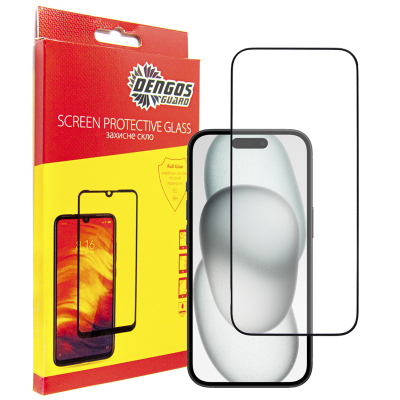 Стекло защитное Dengos Full Glue iPhone 15 Pro (black) (TGFG-320) Фото: Стекло защитное Dengos Full Glue iPhone 15 Pro (black) (TGFG-320)