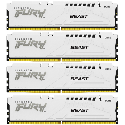 Модуль памяти для компьютера DDR5 128GB (4x32GB) 5600 MHz FURY Beast White Kingston Fury (ex.HyperX) (KF556C40BWK4-128) Фото: Модуль памяти для компьютера DDR5 128GB (4x32GB) 5600 MHz FURY Beast White Kingston Fury (ex.HyperX) (KF556C40BWK4-128)