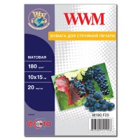 Фотобумага WWM, матовая, 180 г/м2, A6 (10х15), 20л (M180.F20)