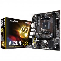 Материнская плата AM4 (A320) Gigabyte GA-A320M-DS2, A320, 2xDDR4, Int.Video(CPU), 4xSATA3, 1xPCI-E 16x 3.0, 2xPCI-E 1x 2.0, ALC887, RTL8111H, 6xUSB3.0/6xUSB2.0, VGA/DVI, mATX