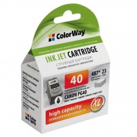 Картридж Canon PG-40, Black, iP1200/1800/2500, MP140/160/180/210/220/450/470, 25 ml, ColorWay, Ink Level (CW-CPG40-I)